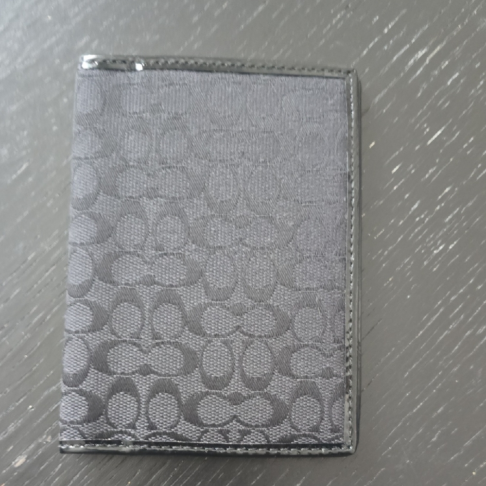 Coach Embossed Black Passport And Card Holder